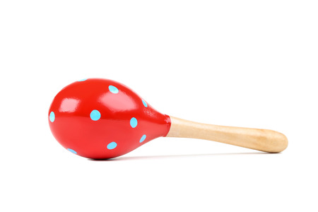 Mexican wooden maraca isolated on white backgroundの写真素材