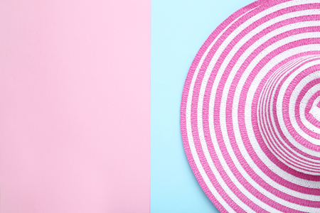Beach hat on colorful backgroundの写真素材