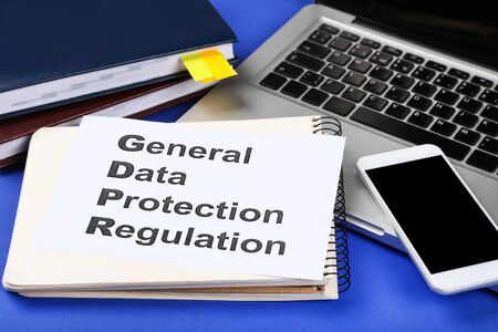 General Data Protection Regulation, GDPR with laptop and smartphoneの写真素材