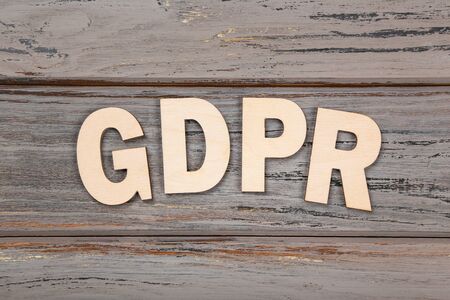 General Data Protection Regulation, GDPR on wooden tableの写真素材