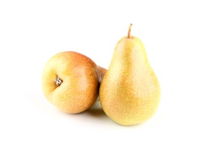 Ripe pears isolated on white backgroundの写真素材