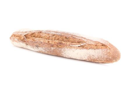 Fresh baguette isolated on white backgroundの写真素材