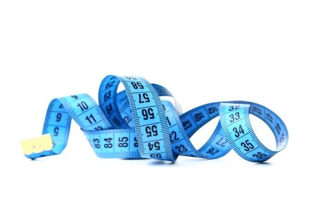 Blue measuring tape isolated on white background