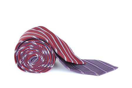 Striped neckties isolated on white backgroundの写真素材