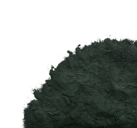 Spirulina powder on white backgroundの写真素材