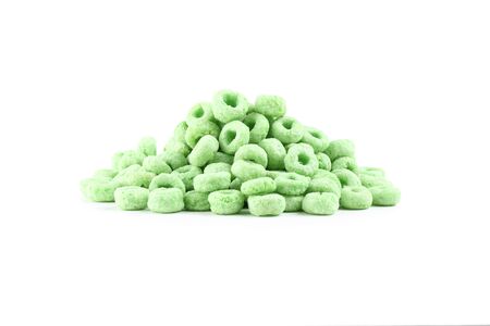 Green corn rings isolated on white background