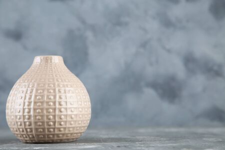 Ceramic vase on grey backgroundの写真素材