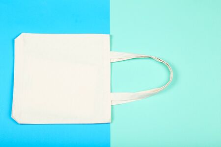 White cotton eco bag on colorful backgroundの写真素材