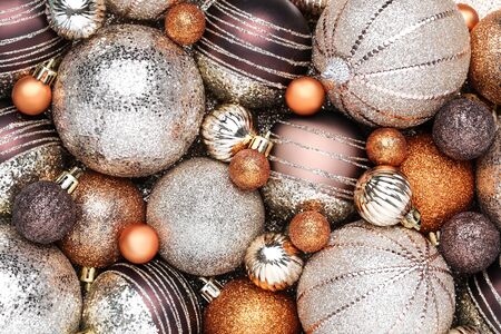 Background of colorful christmas baublesの写真素材