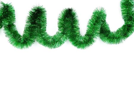 Christmas tinsel isolated on white backgroundの写真素材