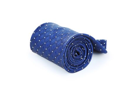 Blue necktie isolated on white backgroundの写真素材