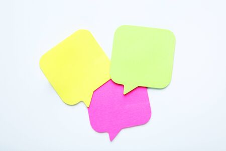 Paper speech bubbles on white backgroundの写真素材