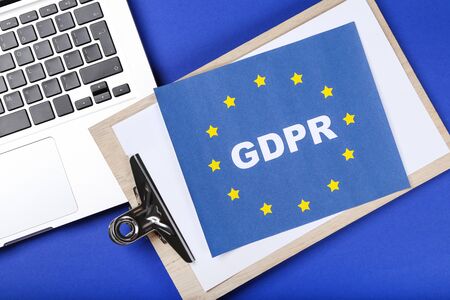 General Data Protection Regulation, GDPR. Clipboard with paper and laptopの写真素材