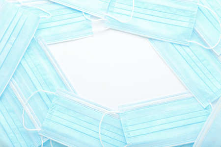 Medicine face masks on white background