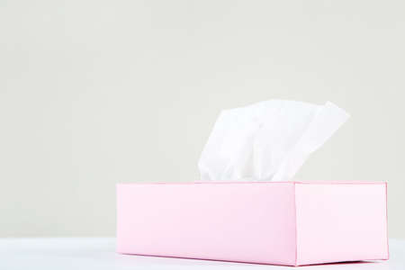 Napkin box on gray backgroundの写真素材