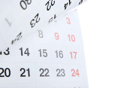 Paper calendar page on white backgroundの写真素材