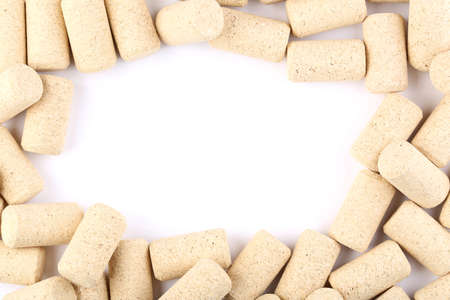 Wine corks on white background