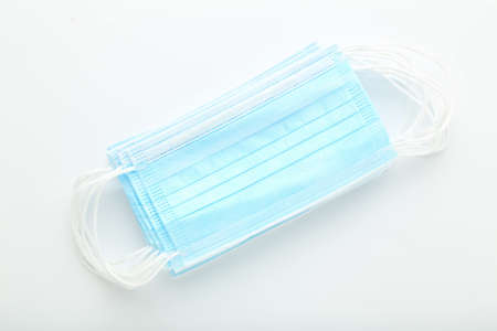 Medicine face masks on white background