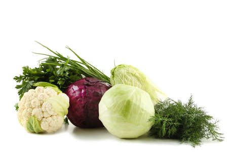 Fresh vegetables on white backgroundの写真素材