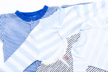Baby bodysuits on white backgroundの写真素材