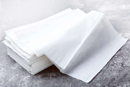 Paper napkins on gray backgroundの写真素材