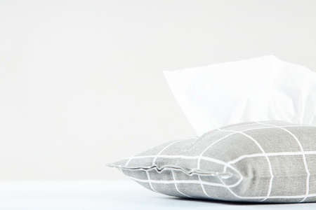 Napkin box on gray backgroundの写真素材