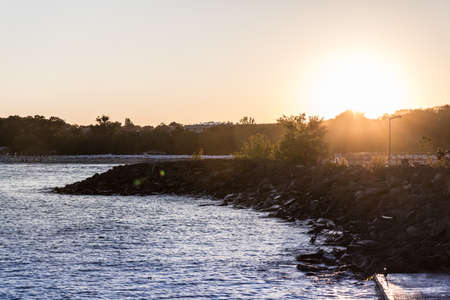 Sunset sea shore at Primorsko, Bulgariaの写真素材