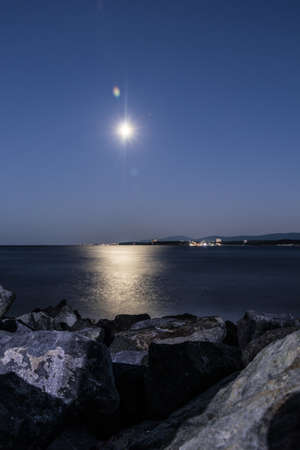 Seaside vacation photos 19 - The shore during the nightの写真素材