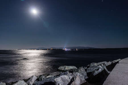 Seaside vacation photos 19 - The shore during the nightの写真素材