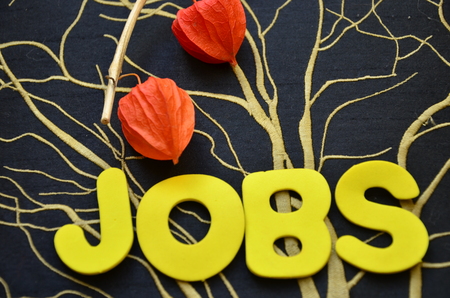 word jobs on an abstract backgroundの写真素材