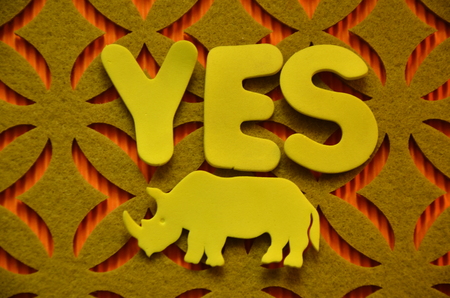 WORD YES on an abstract backgroundの写真素材