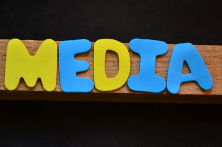 WORD MEDIAon an abstract backgroundの写真素材