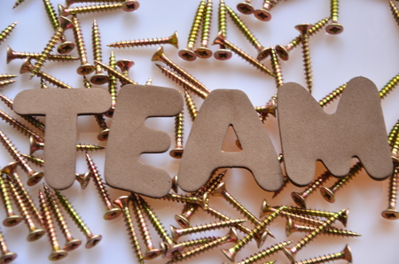 word team on an abstract backgroundの写真素材