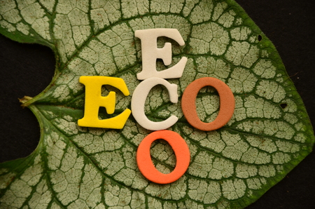 eco word on an abstract backgroundの写真素材