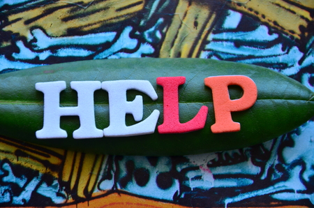 WORD HELP on an abstract backgroundの写真素材
