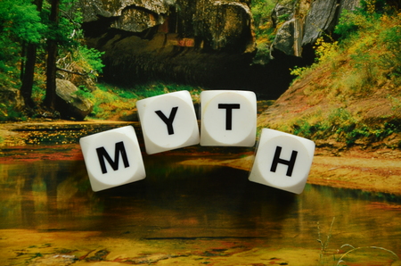 word myth on an abstractly colored backgroundの写真素材