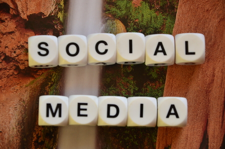SOCIAL MEDIA WORD on an abstract colored backgroundの写真素材