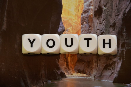 WORD YOUTH on an abstract backgroundの写真素材