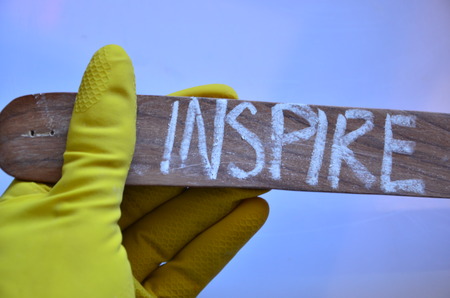 word inspire on an abstract backgroundの写真素材