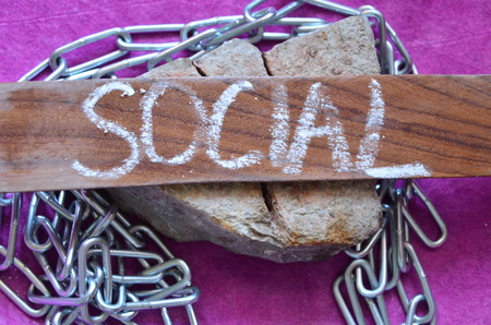 word social on an abstract backgroundの写真素材