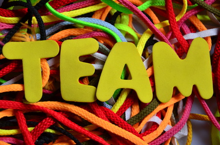 word team on an abstract backgroundの写真素材
