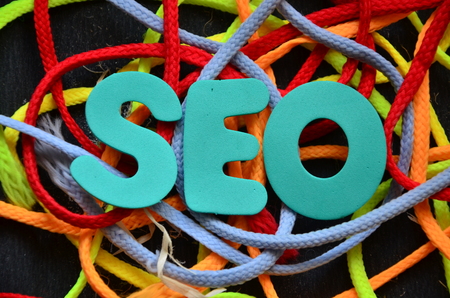 word seo on an abstract background