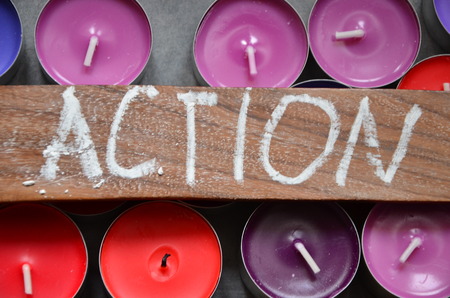 wo action on an abstract backgroundの写真素材