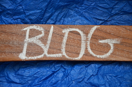 word blog on an blue backgroundの写真素材