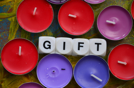word gift on an abstract backgroundの写真素材