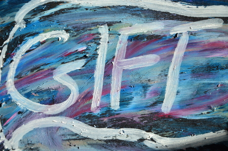 word gift on an abstract backgroundの写真素材
