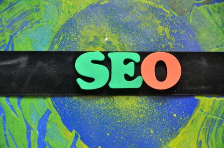 word seo on an abstract backgroundの写真素材