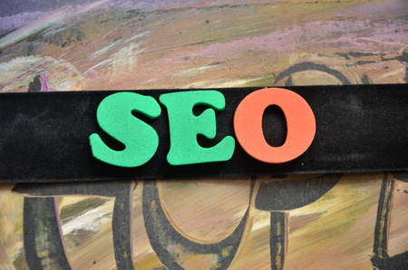 word seo on an abstract background