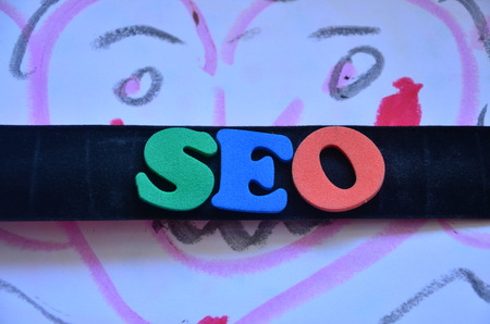 word seo on an abstract background