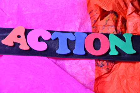 Word Action on an abstract backgroundの写真素材